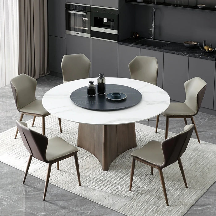 New Modern Dining Room Furniture Light Luxury Combination Of Dining Table And Chairs Minimalist Large Apartment Rotary Tables