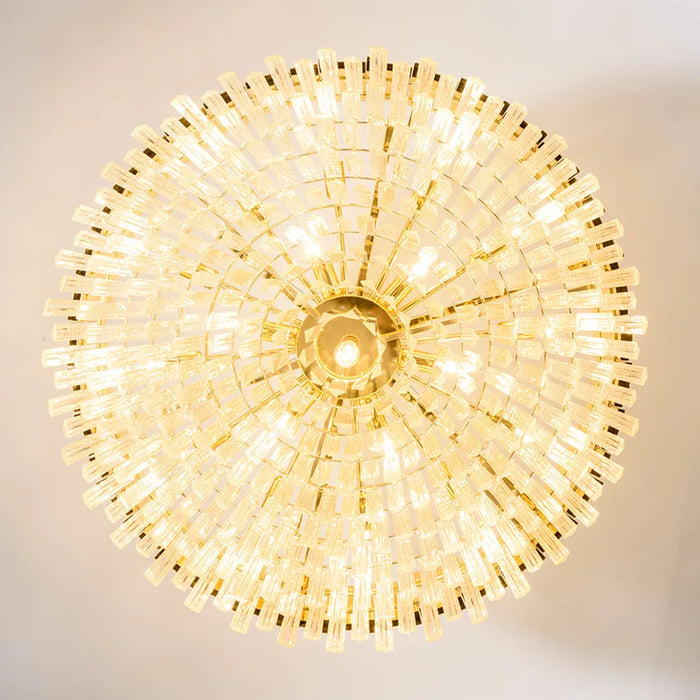 Modern Crystal Lamp Chandelier For Living Room Luxury Gold Round Stainless Steel Chain Chandeliers Lighting