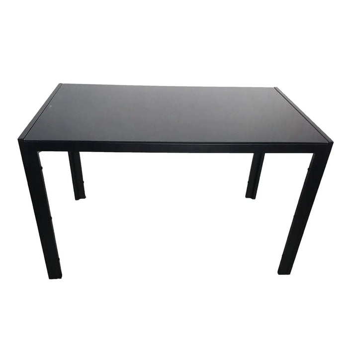 Dinning Table Set  Tempered Glass & Iron Dinning Table 4pcs Elegant Assembled Stripping Texture High Backrest Dining Chairs