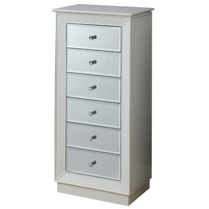 Standing Jewelry Armoire with Mirror Talor Jewelry Armoire in White US Warehouse