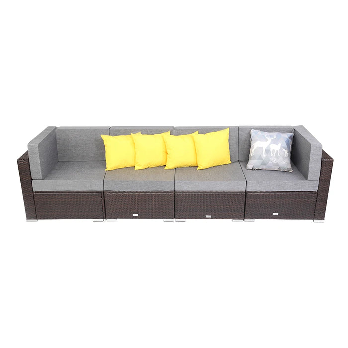 US Warehouse 4 Pieces Patio PE Wicker Rattan Sofa Set Patio Furniture Set In Stock