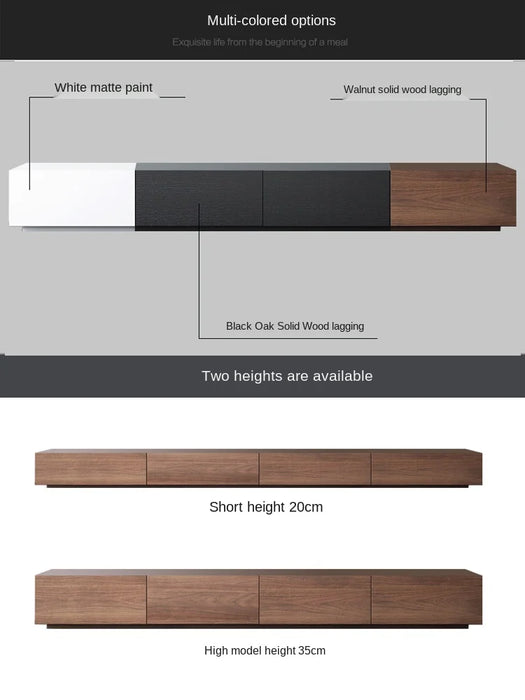 TV cabinet coffee table combination Nordic small apartment modern minimalist living room furniture Black walnut  floor cabinet