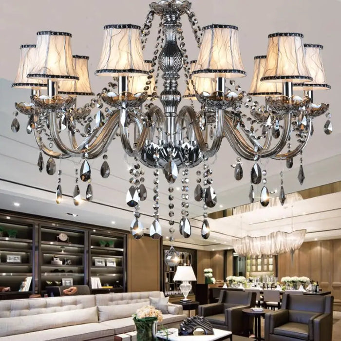 Modern Luxury Crystal LED Chandelier Lighting European Style Light Fixtures Crystal Pendant Hanging Lamps Living Room Lustre