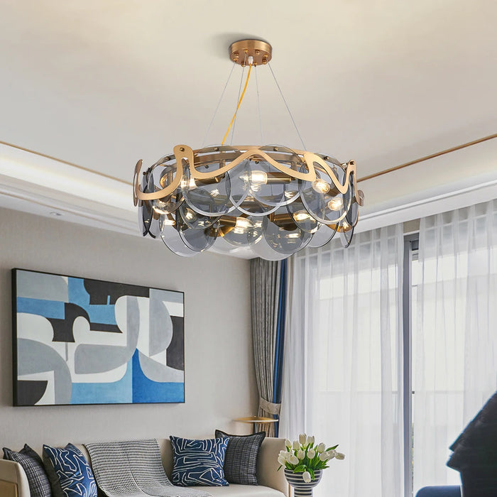 Creative modern chandelier for living room gold design glass light fixture luxury round hang lamp dining room bedroom lighting