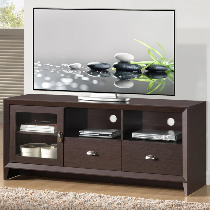 Modern TV Stand Cabinet 55x16.5x24Inch with Storage Space for TVs Up To 60" Brown[US-W]