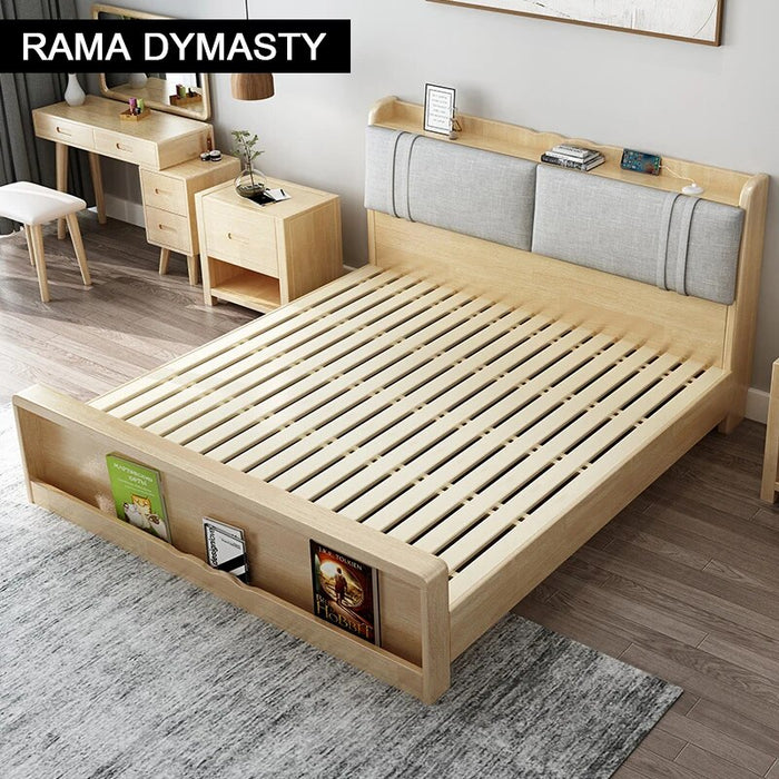 Solid wood bed double bed large bed European solid wood master bedroom 1.8 m wedding bed with storage