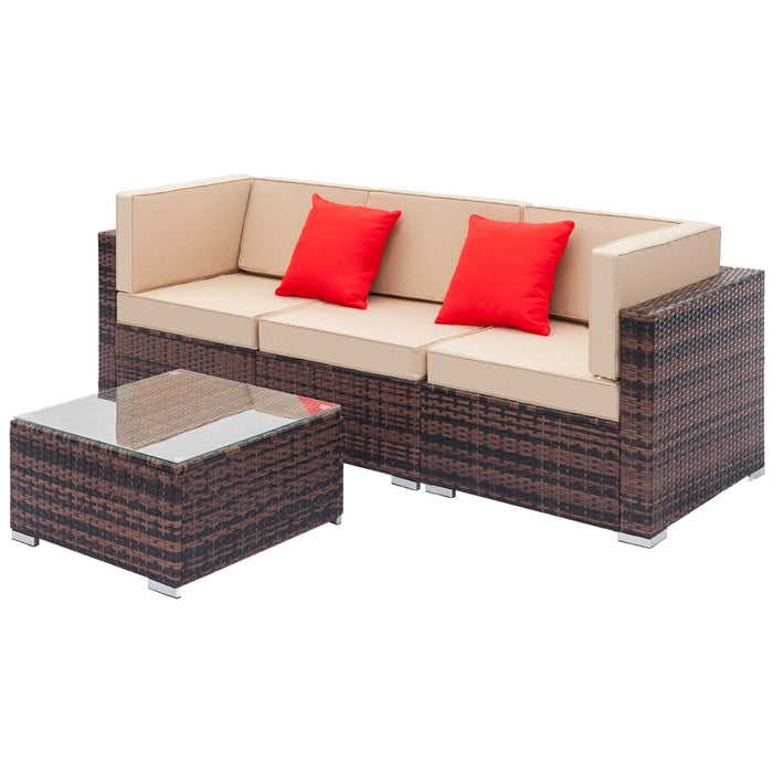 Fully Equipped Weaving Ratt Fully Equipped Weaving Rattan Sofa Set with 2pcs Corner Sofas & 1pcs Single Sofas & 1 pcs Table