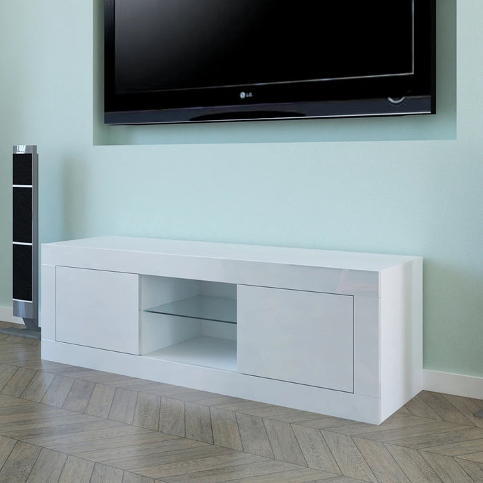 LED Two Door Modern LED TV Stand Cabinet Living Room Furniture fit for up to  High Capacity TV Console for Living Room