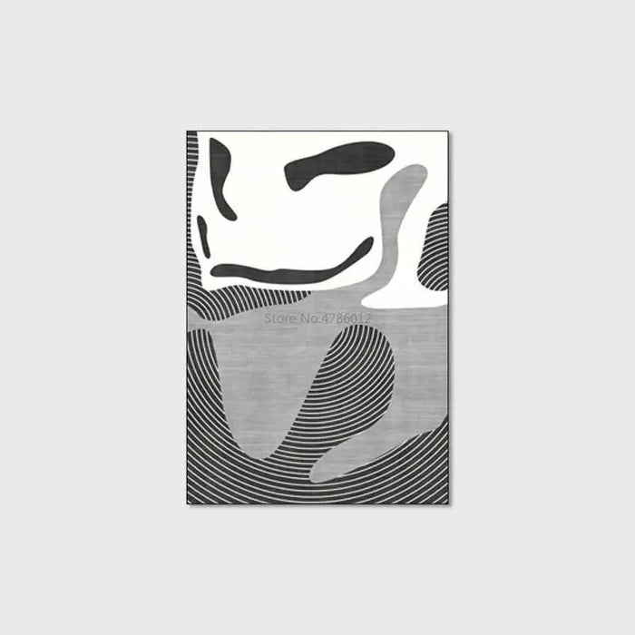 New Modern Black and White Gray Abstract Geometric White Cashmere Living Room Bedroom Bedside Non-slip Carpet Floor Mats