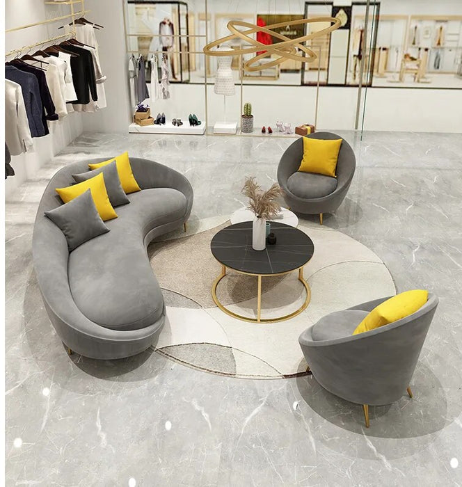 Northern Europe beauty salon reception sofa arc simple modern special shape light luxury shop small sofa clothing shop net red