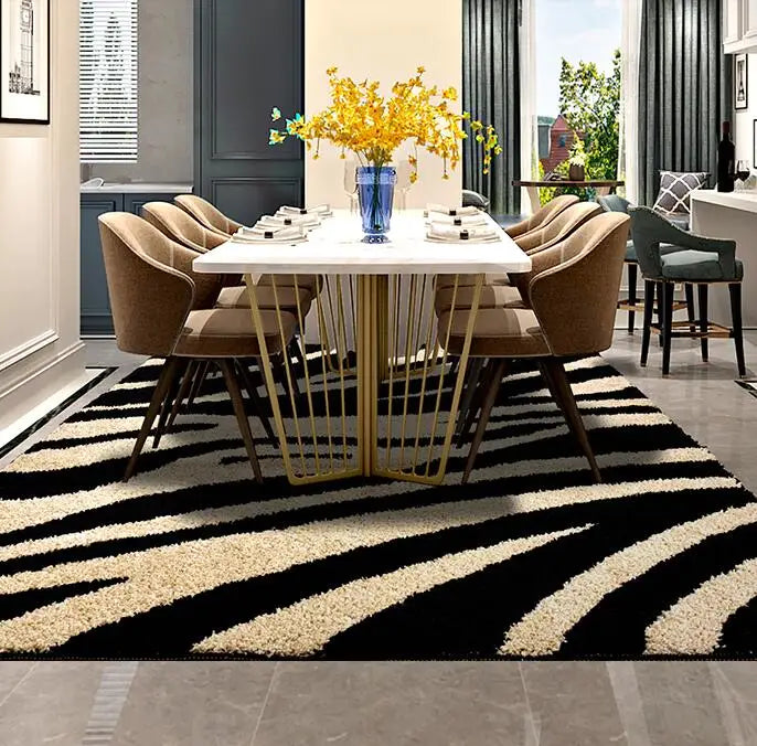 Nordic Zebra Striped Thick Carpets For Living Room Home Carpet Bedroom Bedside Coffee Table Rug Floor Mat Study Dining Room Rugs