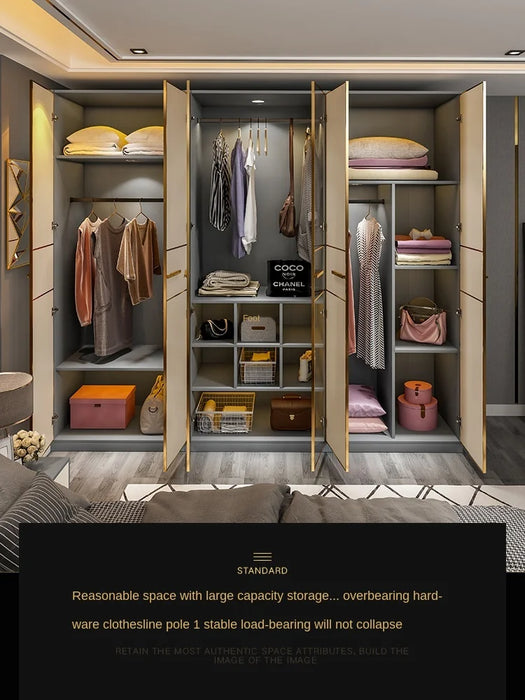 Light luxury wardrobe modern simple home master bedroom tempered glass assembly minimalist overall wardrobe