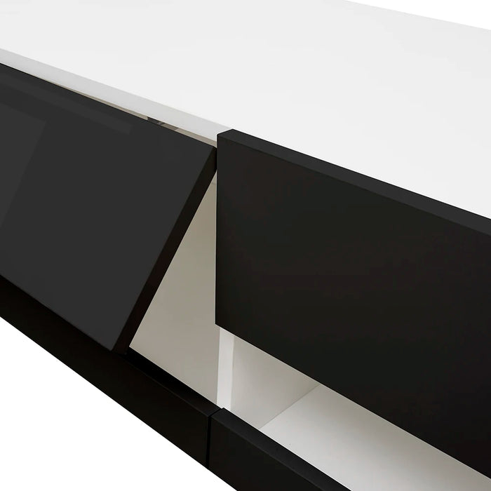 180 Wall Mounted Floating 80" TV Stand with 20 Color LEDs White Black For Home Living Room