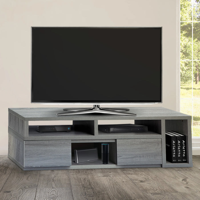 TV Cabinet 54-83x15.4x18Inch Adjustable TV Stand Console Gray for TV\'s Up to 65"[US-W]