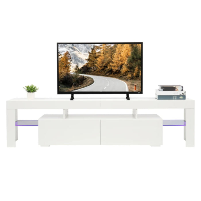 180x35x45CM TV Cabinet Stand With LED Light (Purple Light) Elegant Household Decoration White[US-Depot]