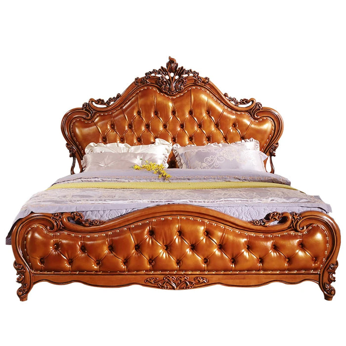 European solid wood bed double bed master bedroom wedding bed furniture bedroom large apartment luxury villa