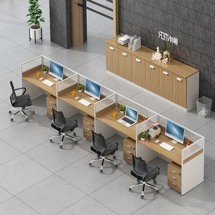 Simple office furniture, modern computer desk, screen card holder, staff office desk and chair