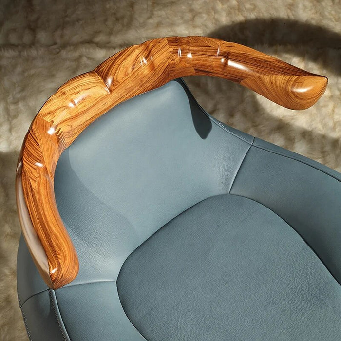 original designer Wu Jin wood leather leisure chair solid wood single sofa chair tiger chair  living room set