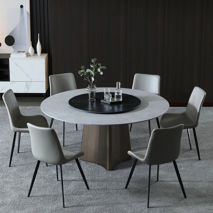 New Modern Dining Room Furniture Light Luxury Combination Of Dining Table And Chairs Minimalist Large Apartment Rotary Tables