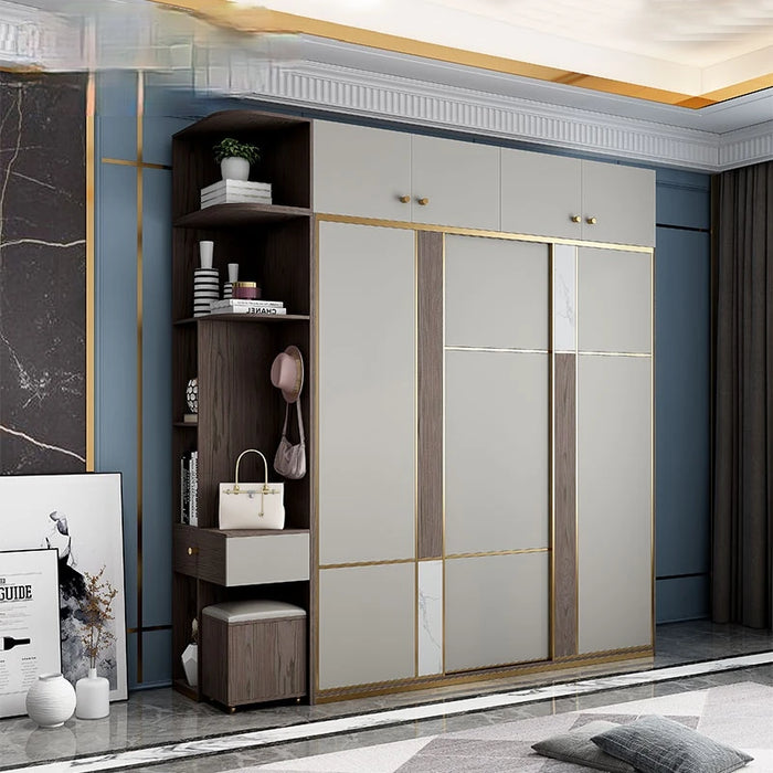 Light luxury wardrobe sliding door home bedroom with dresser integrated modern minimalist combination overall wardrobe wardrobe