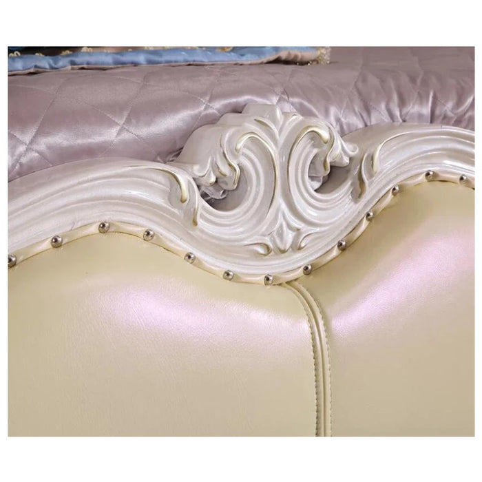 modern european solid wood bed 2 people Fashion Carved  leather  french bedroom furniture xhc007