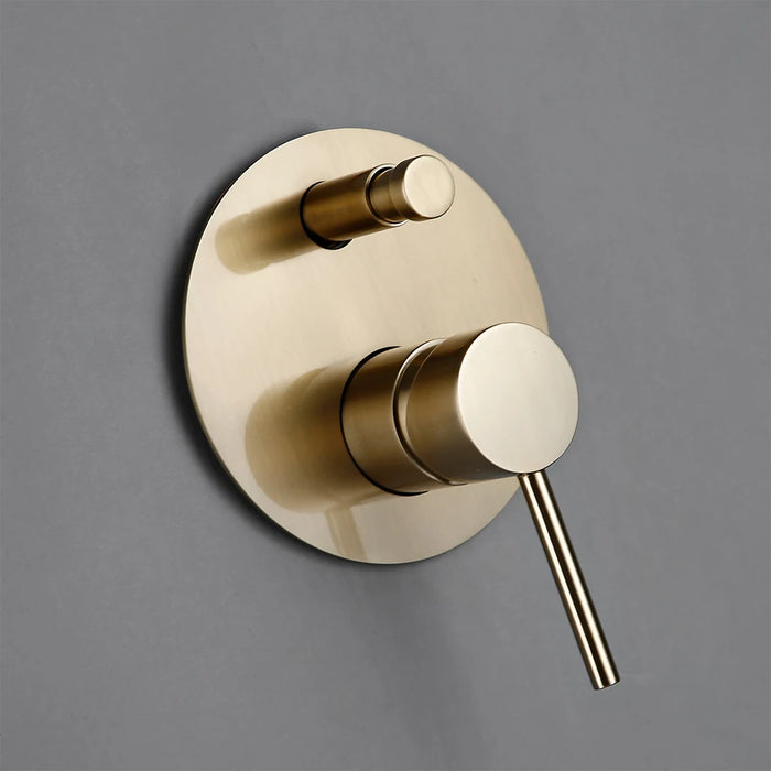 Shower System Wall Mount Bathroom Set Bath Faucet Brass Diverter Mixer Tap Brushed Gold With RainFall Head And Hand Held 8-12"