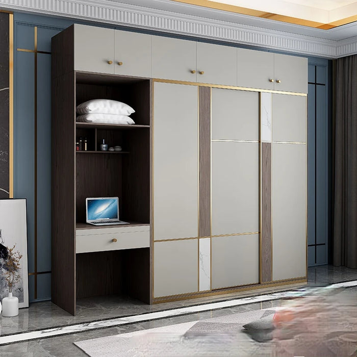 Light luxury wardrobe sliding door home bedroom with dresser integrated modern minimalist combination overall wardrobe wardrobe