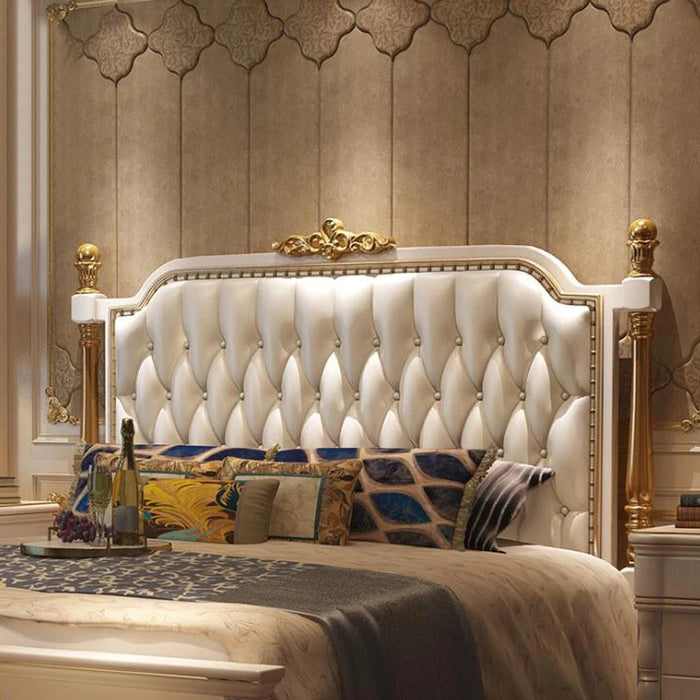 modern european solid wood bed bed 2 people Fashion Carved  leather  french bedroom furniture bng002