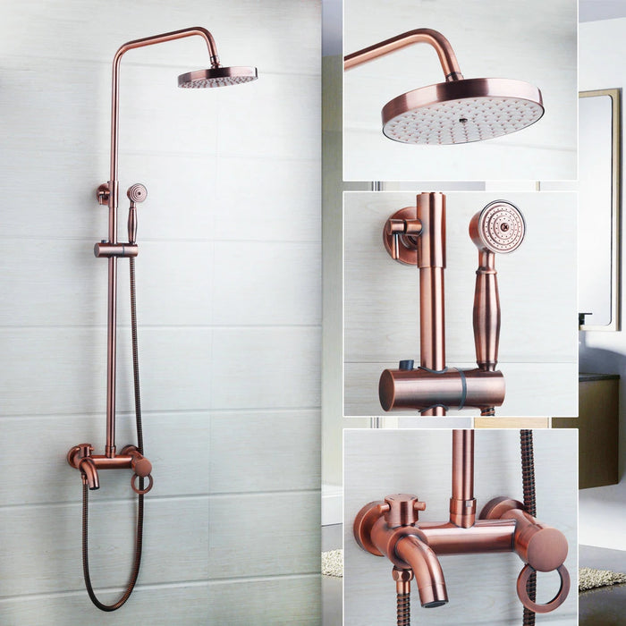 JIENI Rose Gold-plated Finish Bathroom Shower Set Rain Shower Head Bath Shower Mixer 3 Functions with Hand Shower Tap Faucet