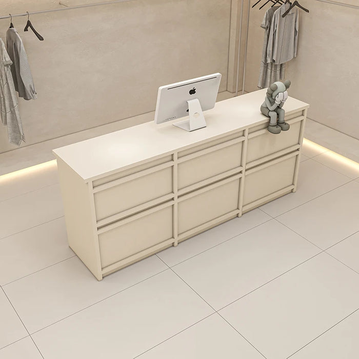 White Reception Store Counter Grocery Shop Cashier Small Luxury Front Desk Cashier Cafe Mostrador Beauty Saloon Furniture