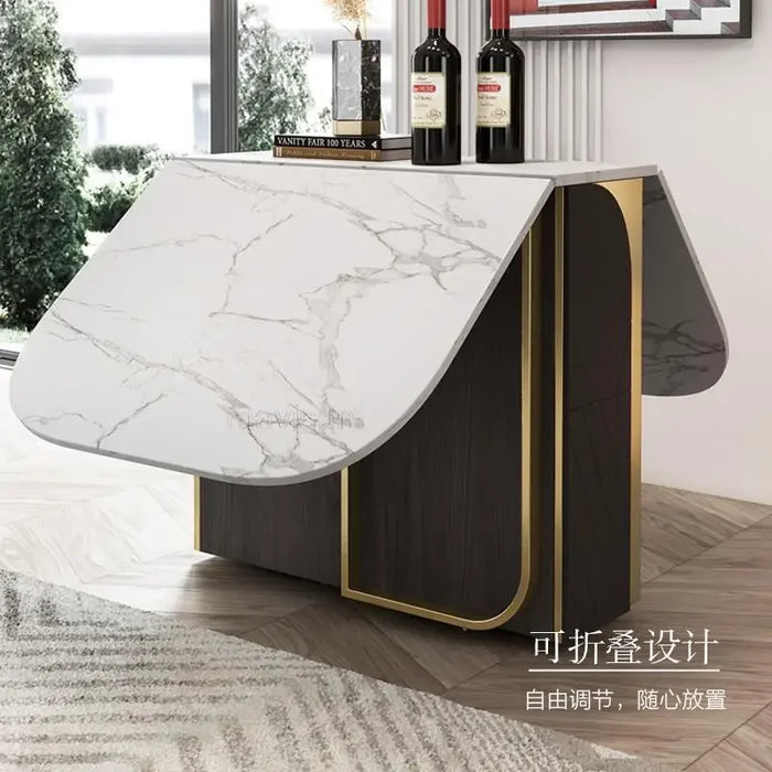 Light Luxury Folding Dining Table And Chair Combination Post-Modern Simple And Multifunctional Small Household Rock Board Table