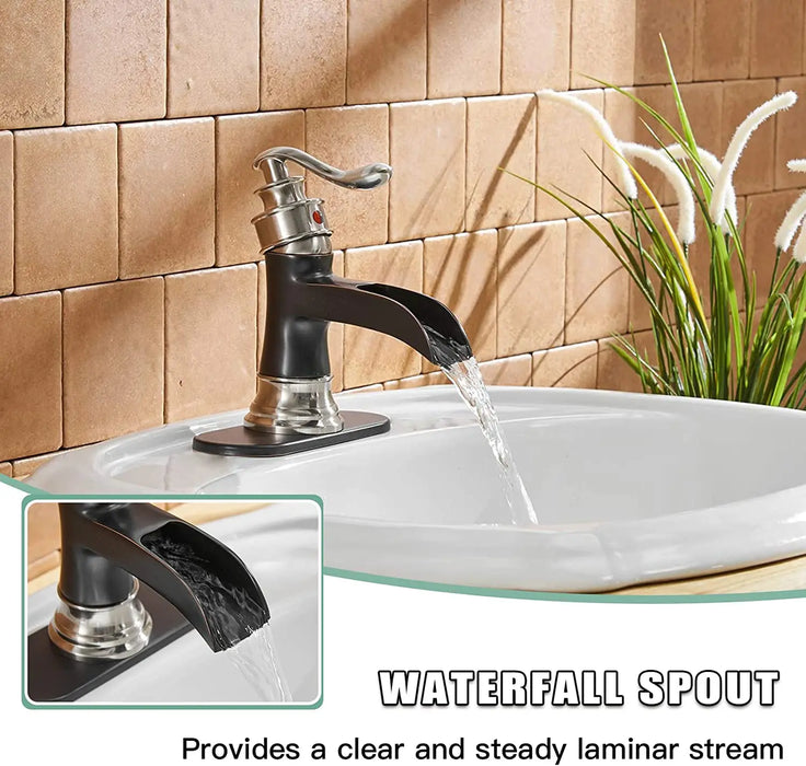 Bathroom Faucet Matte Waterfall Sink Farmhouse Bath Vanity Single Hole Faucets One Handle Basin Antique centerset Restroom
