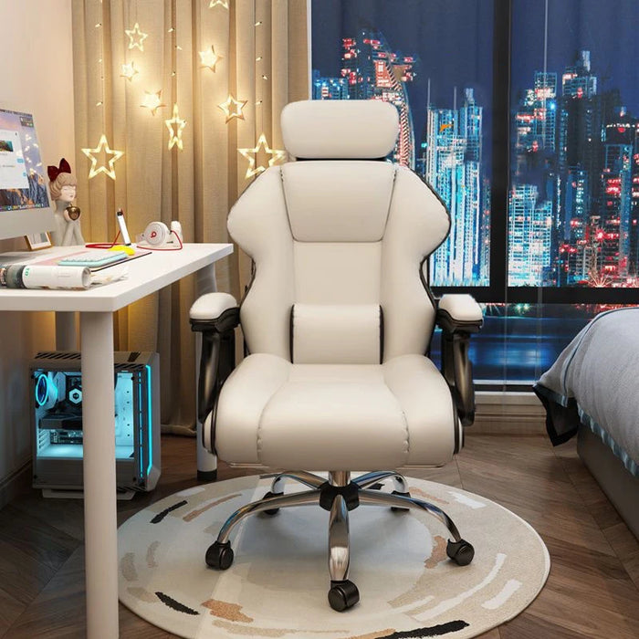 Ergonomic Gamer Chair With Lumbar pillow And Footrest High Back Game Chair Linkage Armrest Leather Fabric Work On Office Or Home