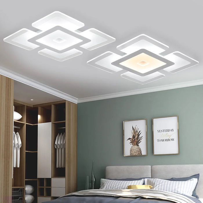 Modern Ceiling Light LED Flush Mount Lamp Hall Chandelier Living Room Lighting Fixture Room Decor Light Kitchen Square