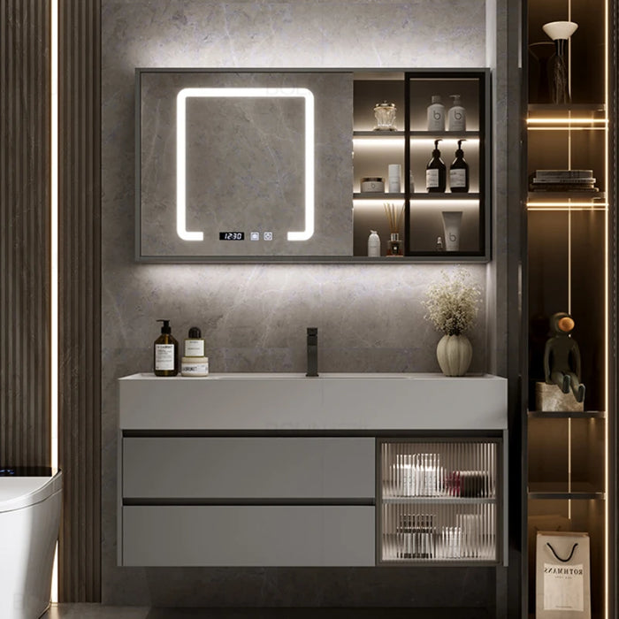 Glass Lithops Mirror Bathroom Cabinet Storage Wall Shelf Bathroom Cabinet Sink Accessories Badezimmer Schrank Home Furniture YQ