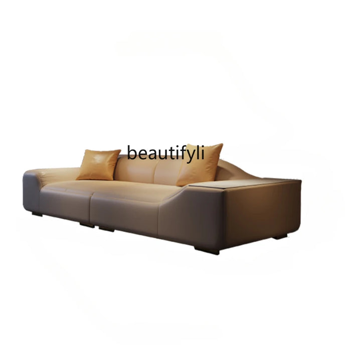 Italian Genuine Leather First Layer Cowhide Modern Minimalist Nordic Shaped Sofa Small Apartment Living Room