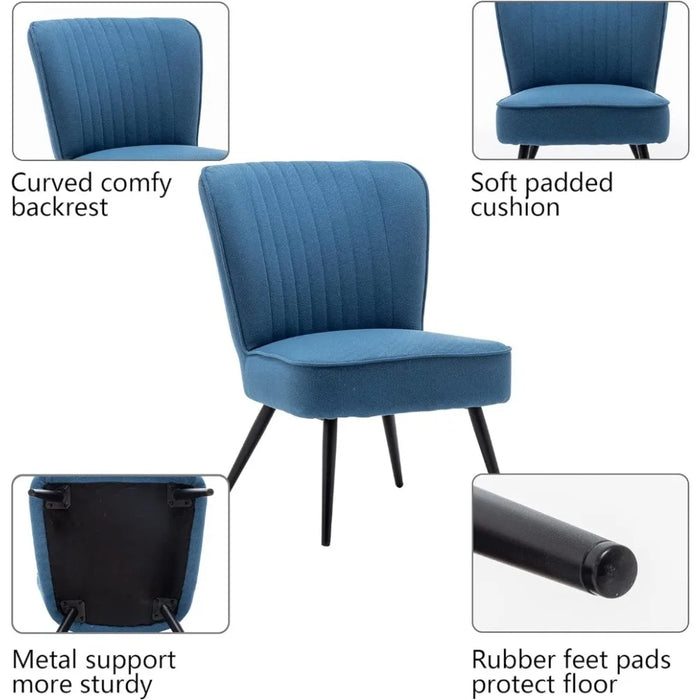 Modern  Accent Chair Set of 2 Living Room Chairs, Armless Slipper Reception Club Chair Guest Couch Comfy Wingback Single Sofa