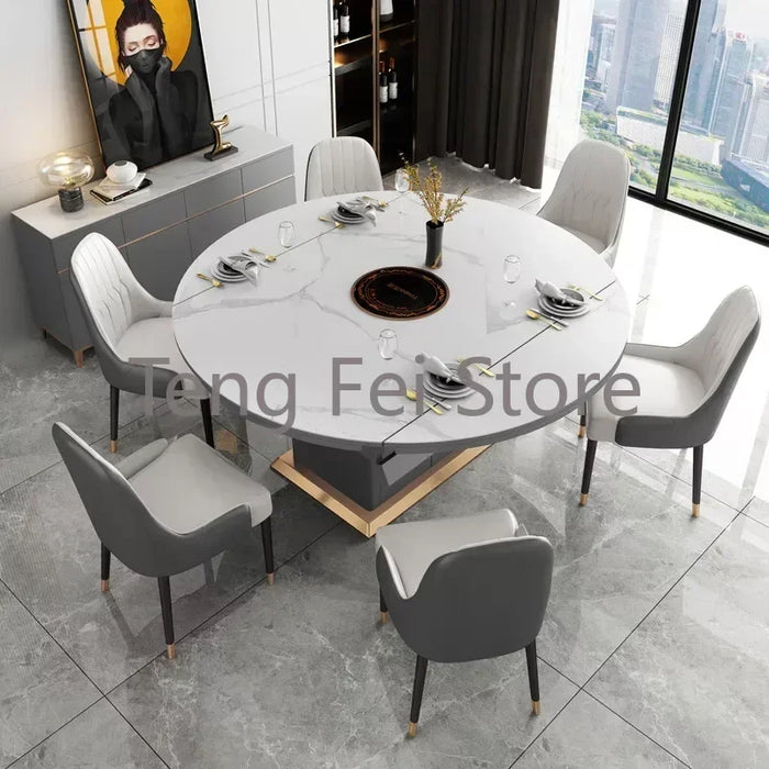Black Modern Practical Rock Plate Long Dining Room Sets Living Room Chairs Luxury Folding Slate Mesa De Jantar Home Furniture WK