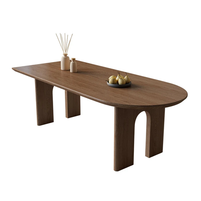 Minimalist Workstation Dining Tables Oval Personalized Negotiation Luxury Wooden Dining Table Mesa Plegable Furniture Set QF50DT