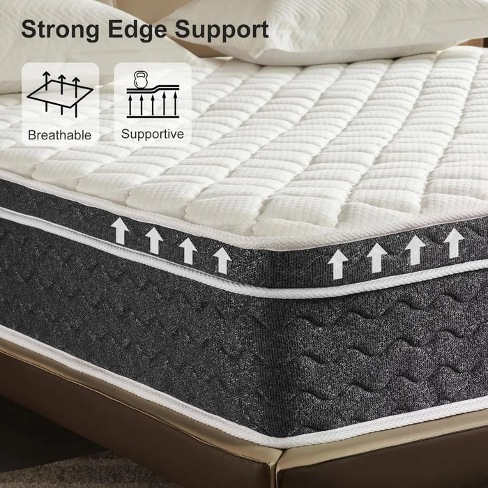 12 Inch Queen Mattresses Hybrid in a Box with Gel Memory Foam, Individually Wrapped CertiPUR-US Certified, Medium Firm Mattres