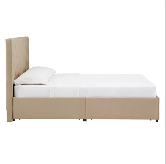 Bedroom Furniture Linen Fabric Up-holstered Lit Complet Double Size Wooden Drawer Storage Bed Frame