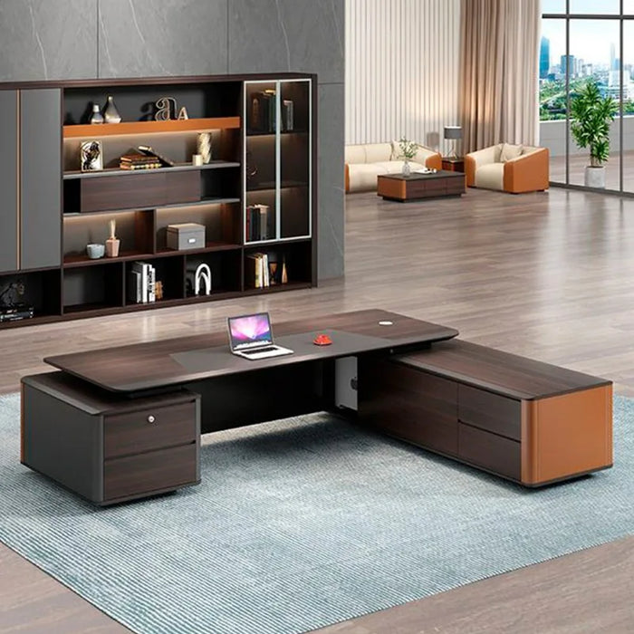 Modern Monitor Office Desk Wooden Reception Writing Storage Executive Drawers Desk Table L Shaped Bureau Meuble Office Supplies