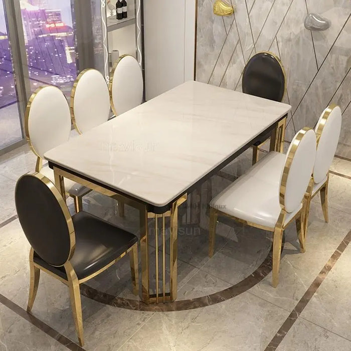 Nordic Light Luxury Marble Dinning Table New Modern Simple Rectangular Dining Table  Loft  Kitchen Furniture Table With Chairs
