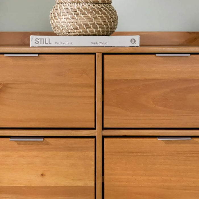 Modern Solid Wood 6-Drawer Dresser with Gallery-Top, 55 Inch, Caramel, dresser  tocadores para el dormitorio , makeup table