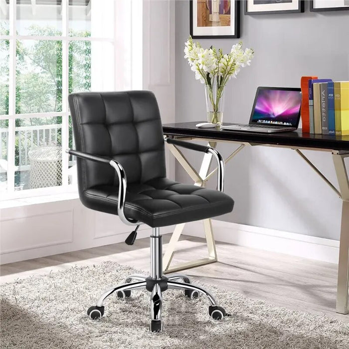 SMILE MART Modern Adjustable Faux Leather Swivel Office Chair with Wheels, Pink office chair recliner chair office furniture