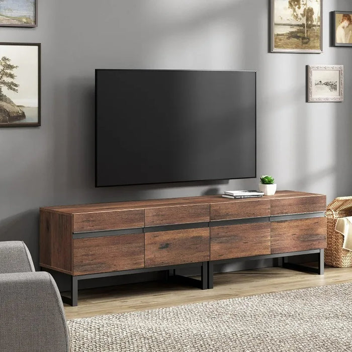 Modern TV Stand for TVs Up To 75 Inch, 2 in 1 Entertainment Center TV Console with Storage Cabinets and Metal Base,Media Console