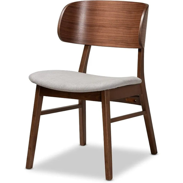 Baxton Studio Alston Dining Set Dining Set Grey Fabric Upholstered and Walnut Brown Finished Wood 5-Piece Dining Set