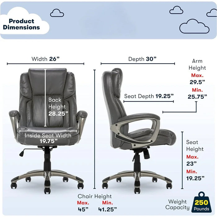 Waterfall Seat Edge Gamer Chair Executive Office Adjustable Ergonomic Computer Chair With Layered Body Pillows Bonded Leather