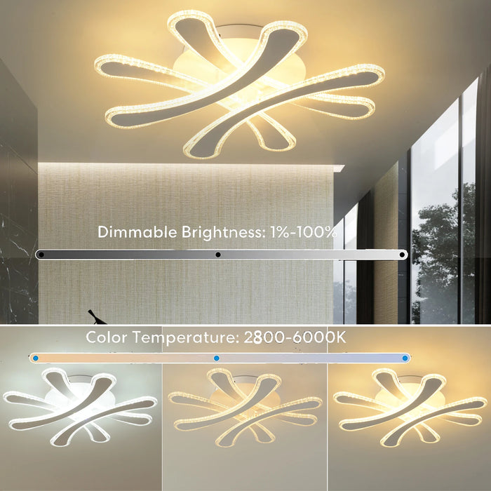 Modern Acrylic LED Ceiling Light Flush Mount Lamp Dimmable Chandelier for Bedroom Living Room (Batteries Not Included) 110-220V