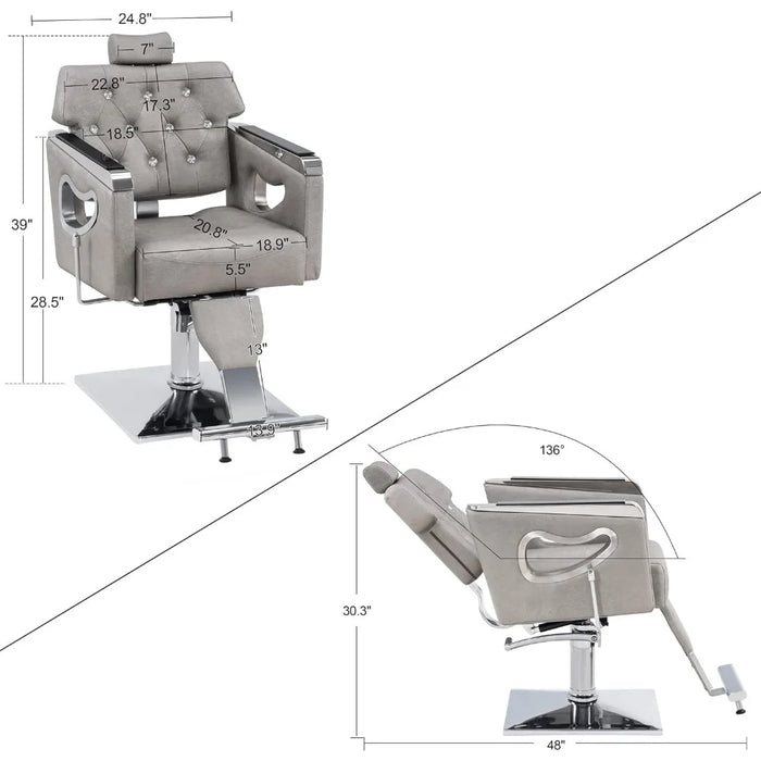 Barber Chair Reclining Salon Chair for Hair Stylist, Antique Hair Spa Salon Styling Beauty Equipment 8132 ,Furniture